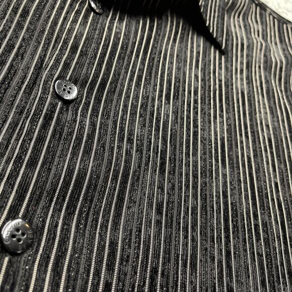 Vintage Gachu Button Up Shirt Mens 2XL Black Corduroy Textured Plaid Long Sleeve - Picture 3 of 9